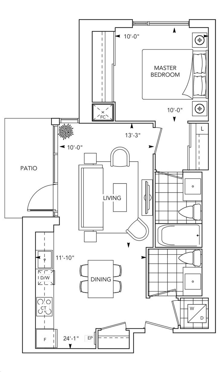 Alto At Atria by Tridel |1N+P Floorplan 1 bed & 1 bath