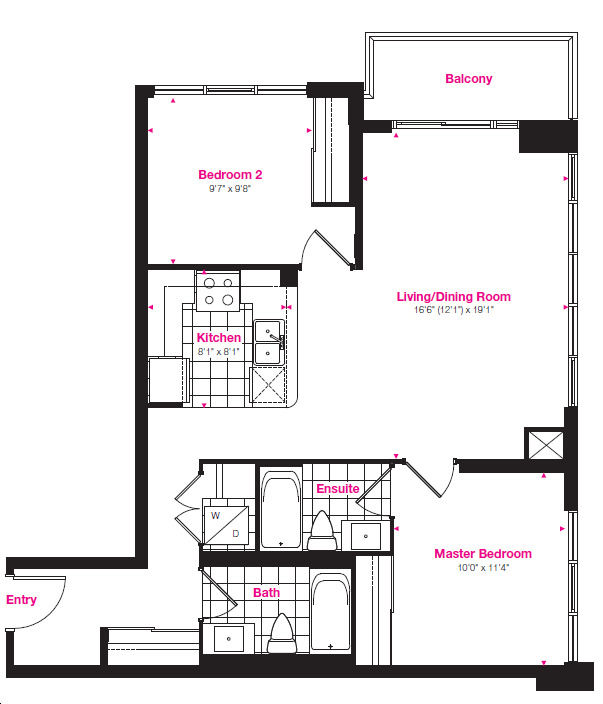 Amber Condos 2 by Pinnacle Residence 12 Floorplan 2 bed