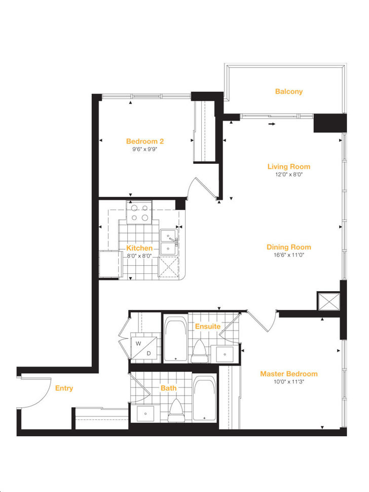 Amber Condos by Pinnacle |Residence 02 Floorplan 2 bed & 2 bath