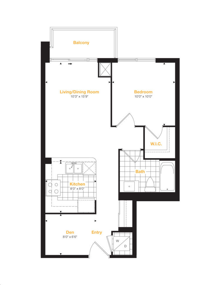 Amber Condos by Pinnacle Residence 03 Floorplan 1 bed & 1
