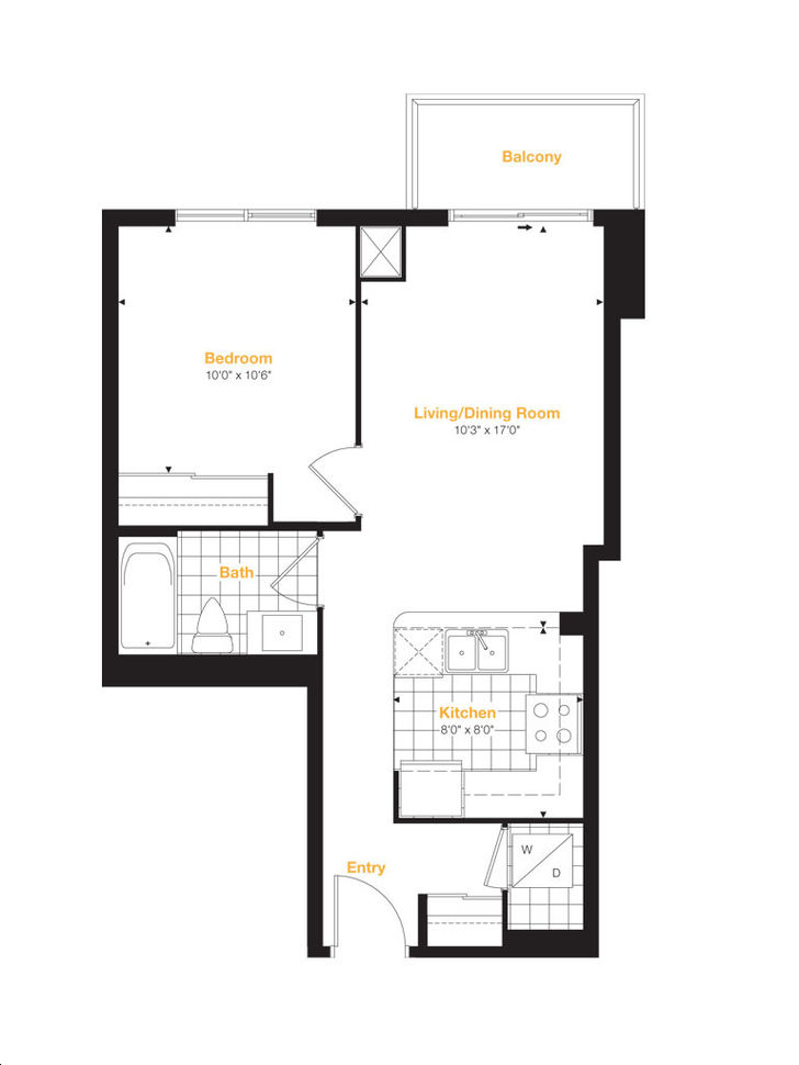 Amber Condos by Pinnacle Residence 08 Floorplan 1 bed & 1