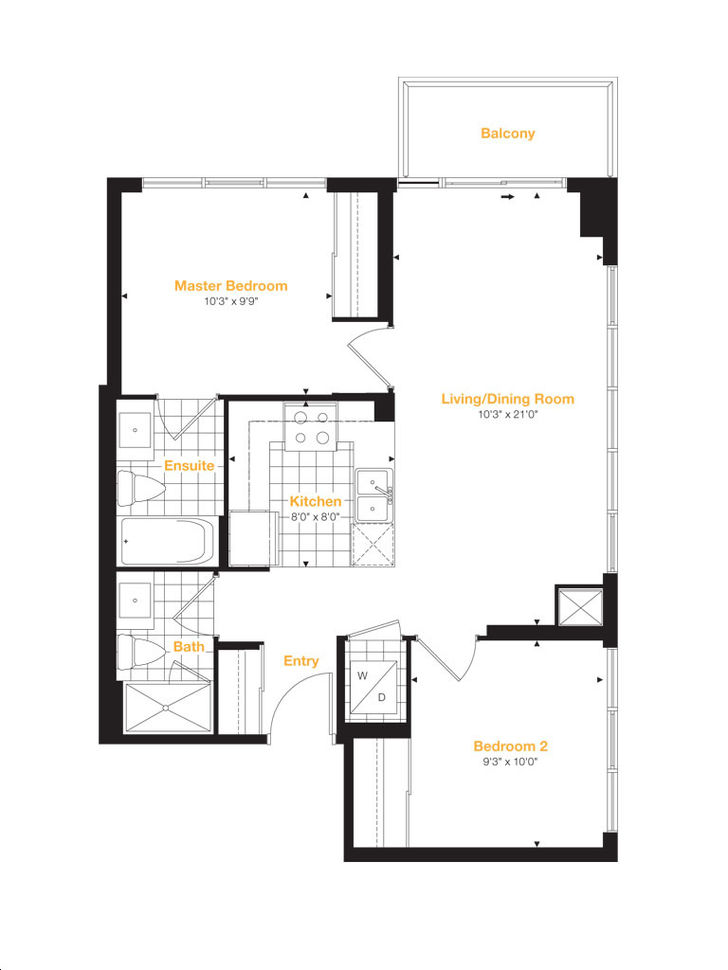 Amber Condos by Pinnacle Residence 09 Floorplan 2 bed & 2