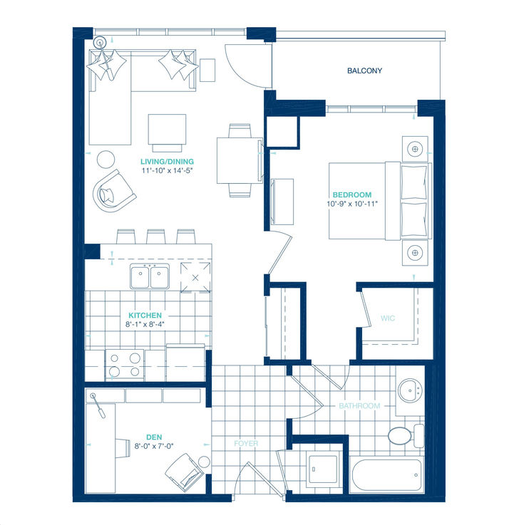 AquaBlu Condos by DeSantis Delano Floorplan 1 bed & 1 bath