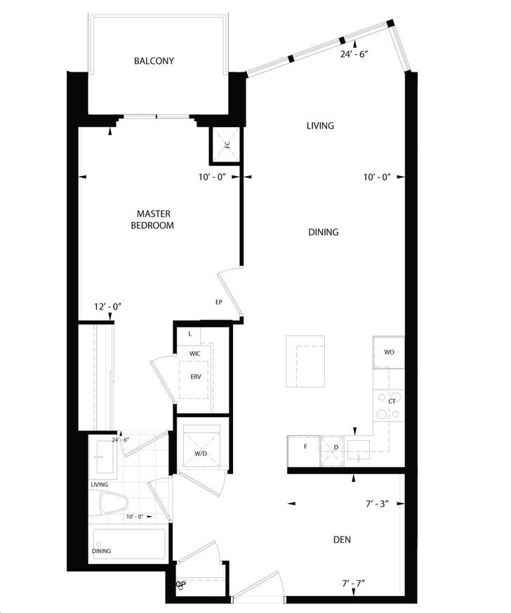 Aqualina at Bayside Toronto by Tridel |1Na+D Floorplan 1 bed & 1 bath