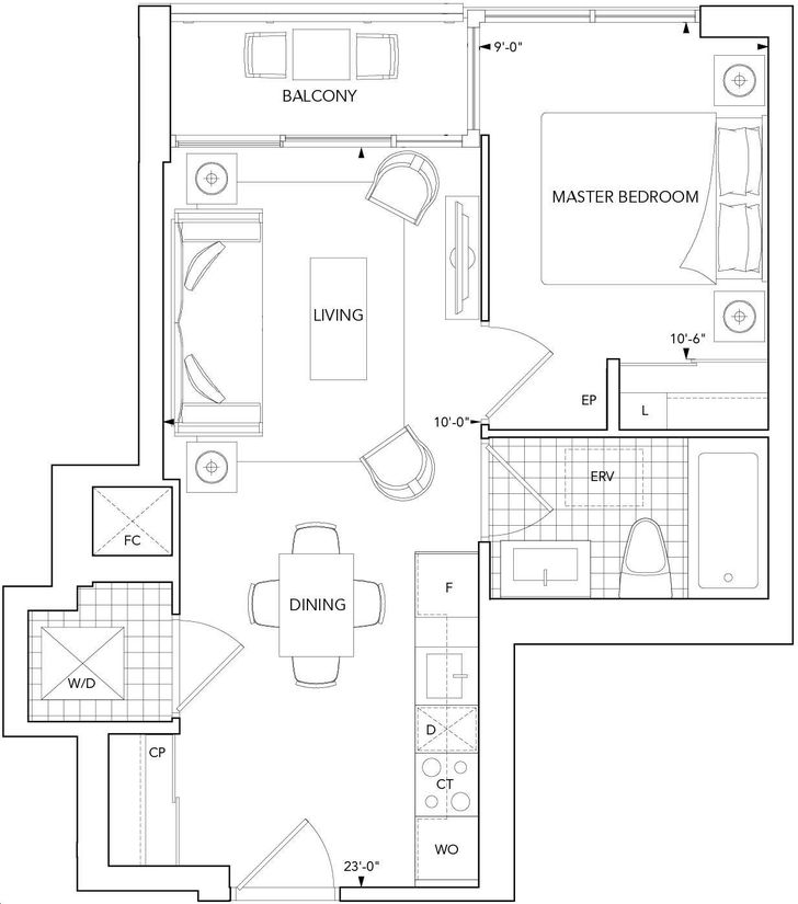 Aquavista Condos at Bayside by Tridel |1A Floorplan 1 bed & 1 bath