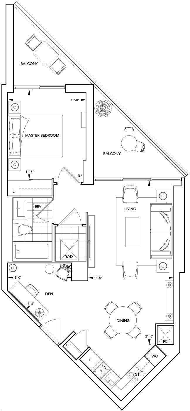 Aquavista Condos at Bayside by Tridel 1B+D Floorplan 1