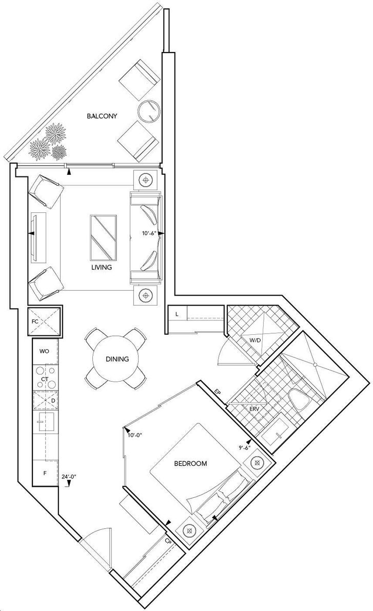 Aquavista Condos at Bayside by Tridel 1E Floorplan 1 bed