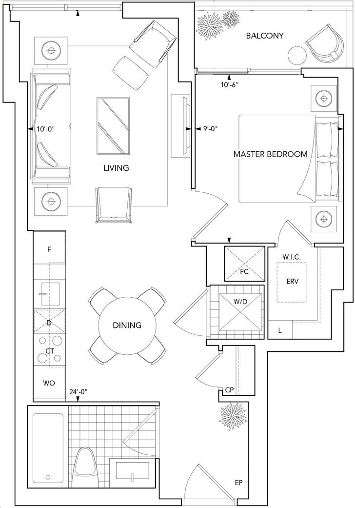 Aquavista Condos at Bayside by Tridel |1F Floorplan 1 bed & 1 bath