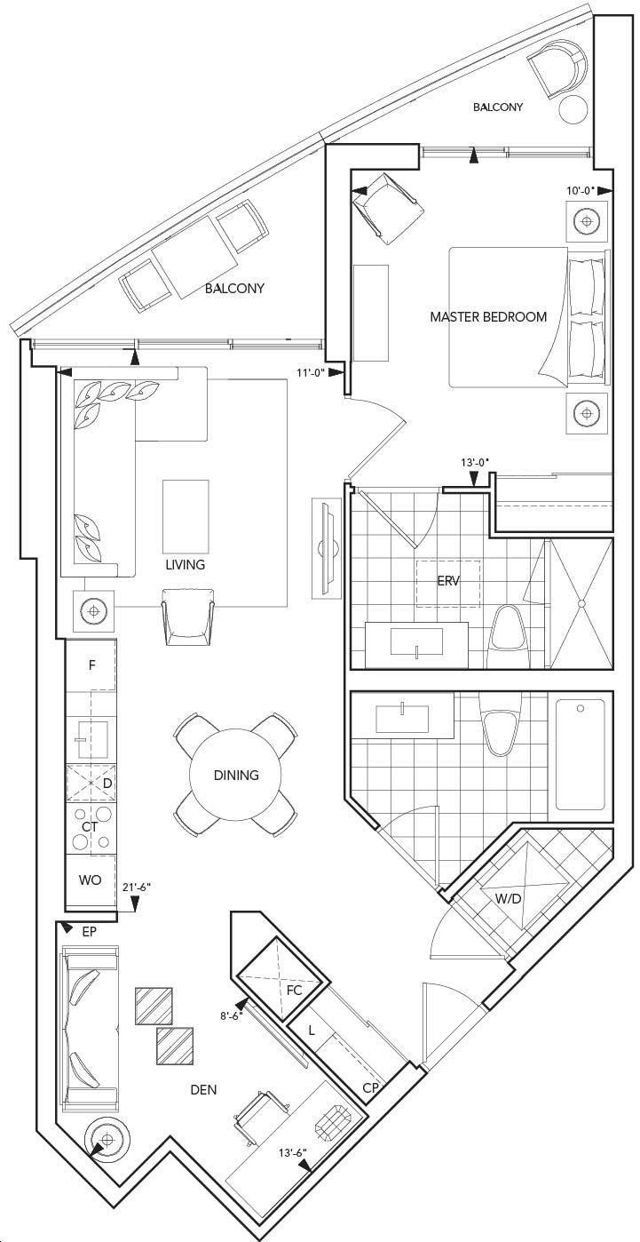 Aquavista Condos at Bayside by Tridel 1J+D Floorplan 1