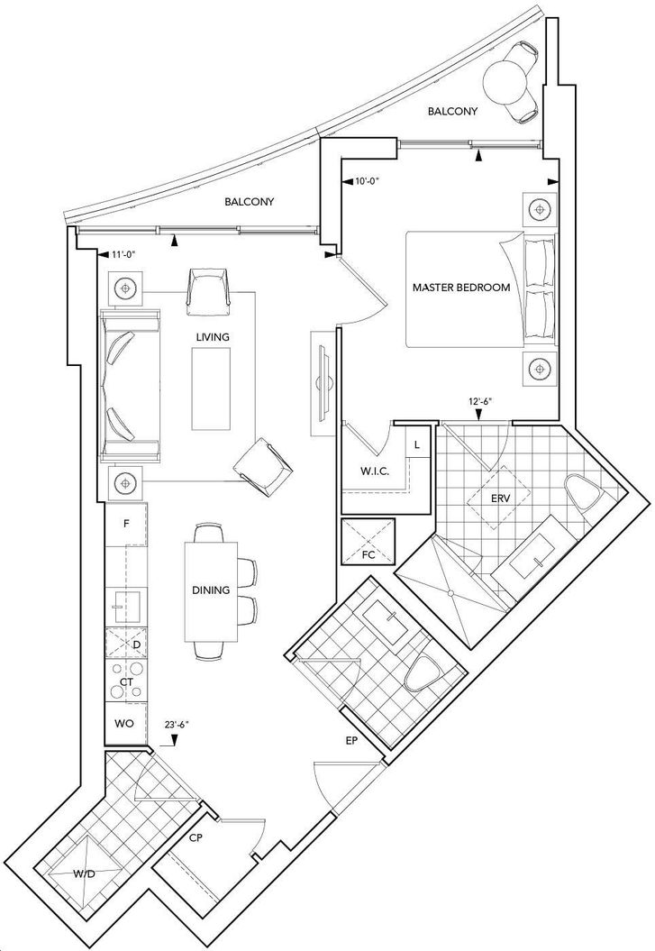Aquavista Condos at Bayside by Tridel 1T Floorplan 1 bed