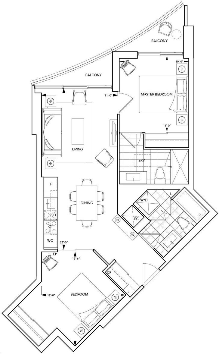 Aquavista Condos at Bayside by Tridel 2C Floorplan 2 bed