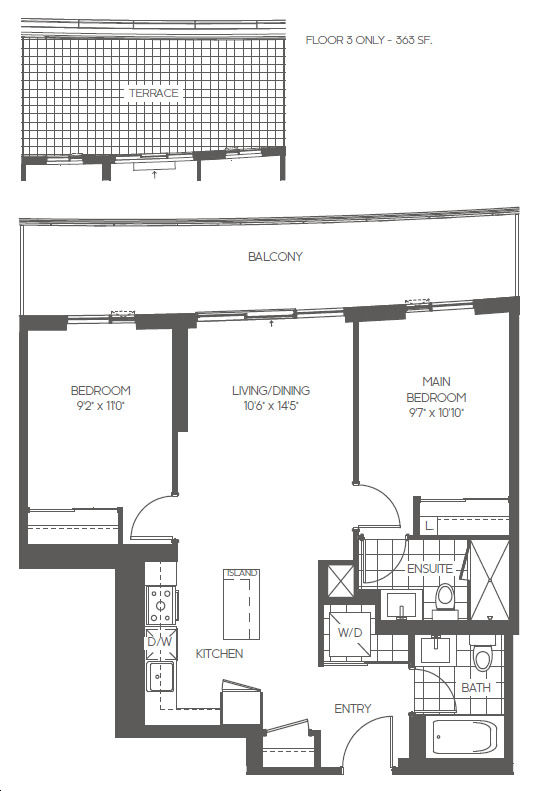 Arc Condos by Daniels The Alice Floorplan 2 bed & 2 bath