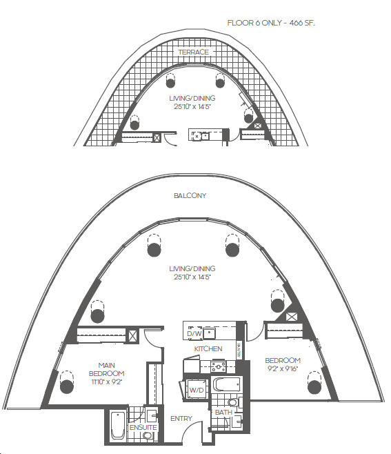 Arc Condos by Daniels The Azure (T) Floorplan 2 bed & 2 bath