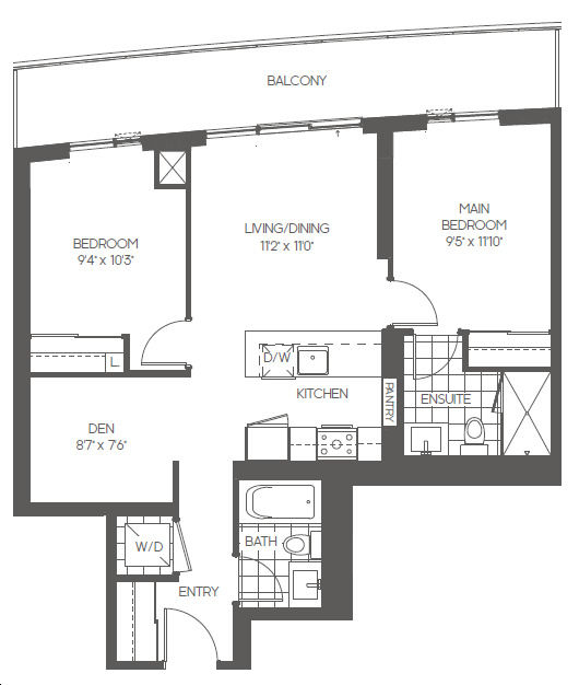 Arc Condos by Daniels The Turquoise Floorplan 2 bed & 2 bath