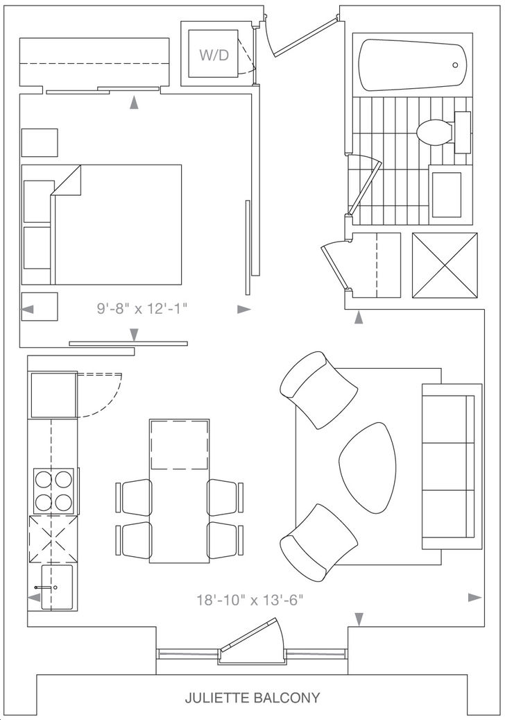 Arch Lofts by One-Development |C208 Floorplan 1 bed & 1 bath