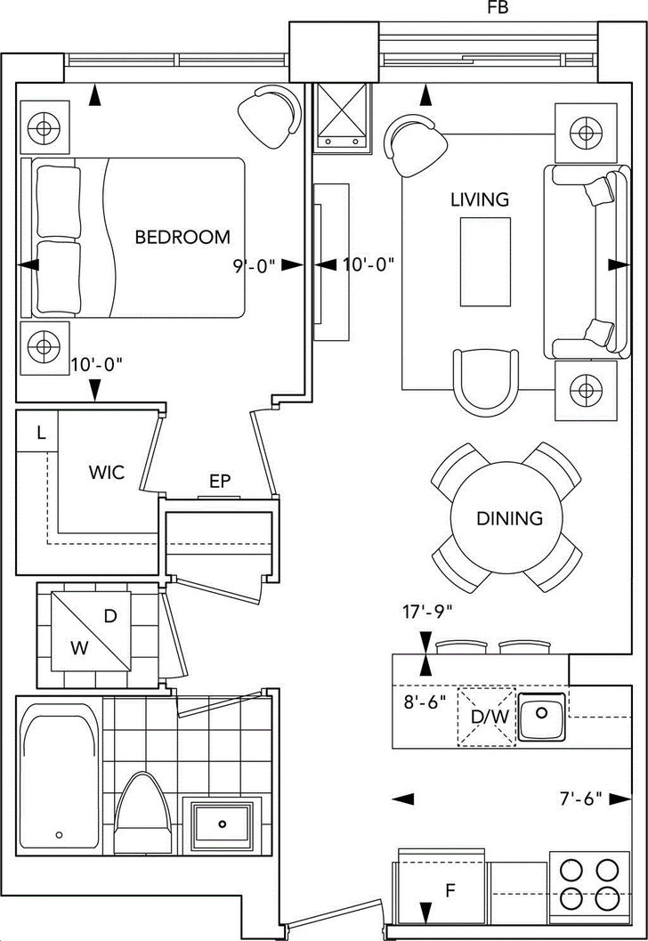 Argento Condo by Tridel |1B1 Floorplan 1 bed & 1 bath