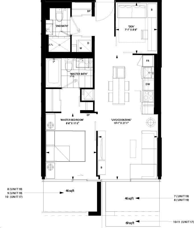 Art Shoppe Lofts Condos by Freed L19 Floorplan 1 bed