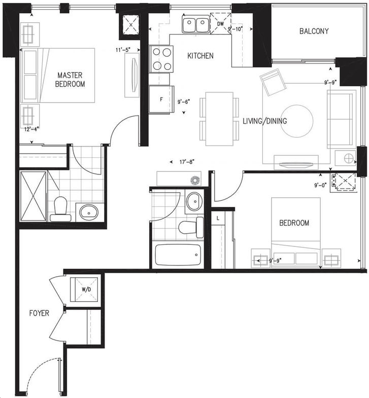 Art on Main Condos by Fernbrook 2J Floorplan 2 bed & 2 bath