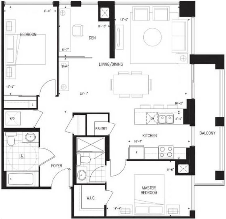 Art on Main Condos by Fernbrook 2L + D Floorplan 2 bed