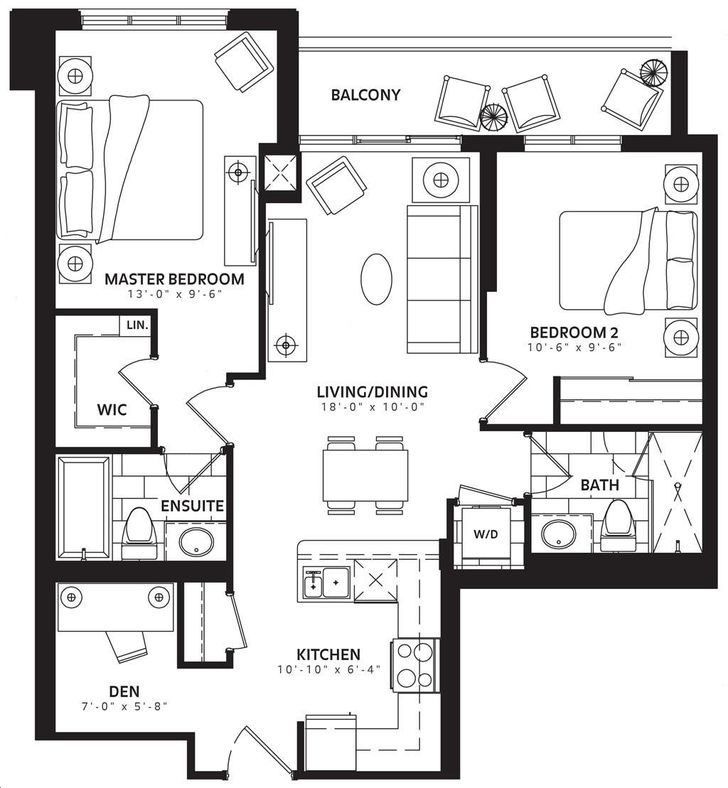 ArtHouse Condos by Flato Hemingway Floorplan 2 bed & 2 bath