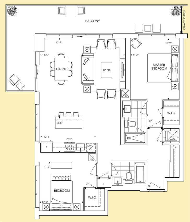 Auberge On The Park Condos 2 by Tridel |2E - 2 Floorplan 2 bed & 2 bath