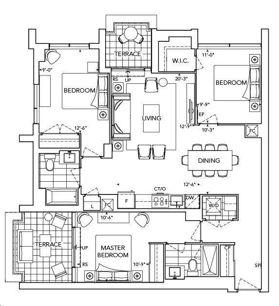 Auberge On The Park Condos 2 by Tridel |3ET-2 Floorplan 3 bed & 2 bath