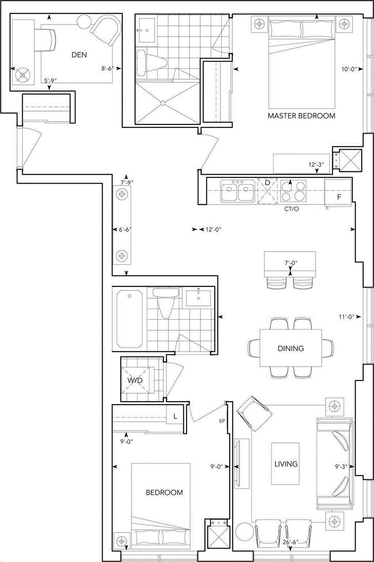 Avani at Metrogate by Tridel |Avani 2Y+D Floorplan 2 bed & 2 bath