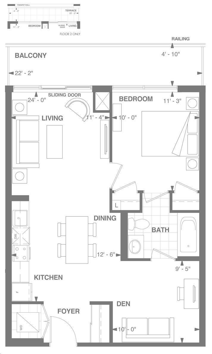 Axiom Condos by Greenpark RICHMOND 6 Floorplan 1 bed & 1 bath