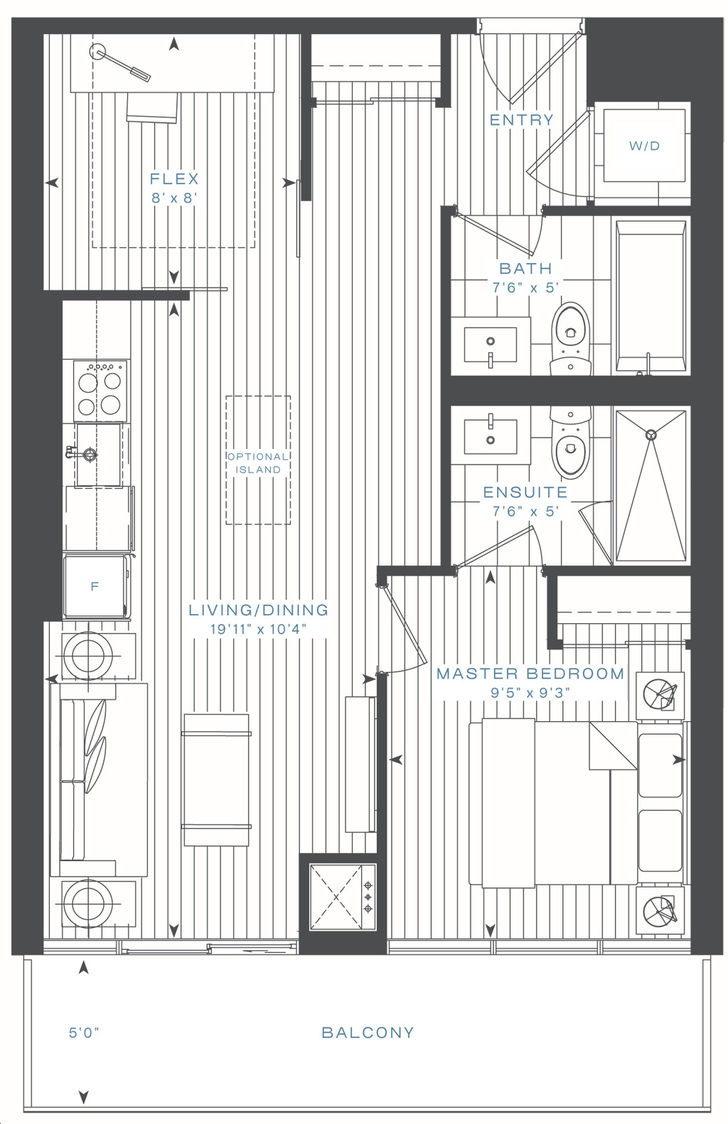 Azura Condos by Capital-Developments |The Capri Floorplan 1 bed & 2 bath