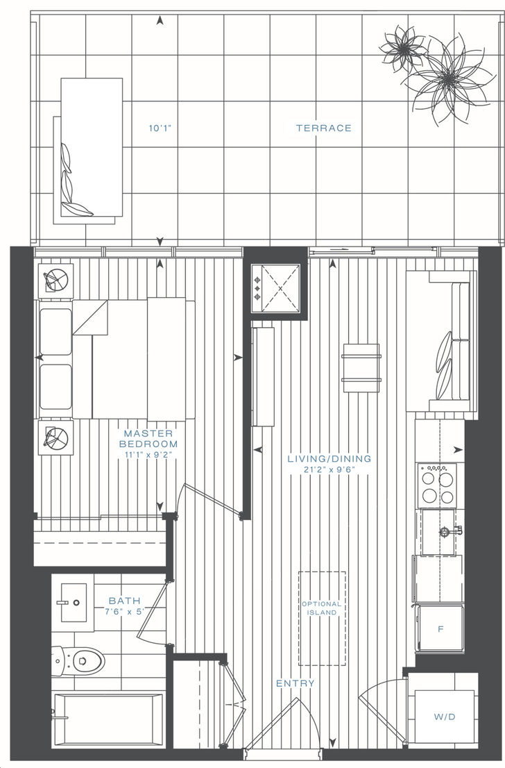 Azura Condos by Capital-Developments |The Oasis Floorplan 1 bed & 1 bath