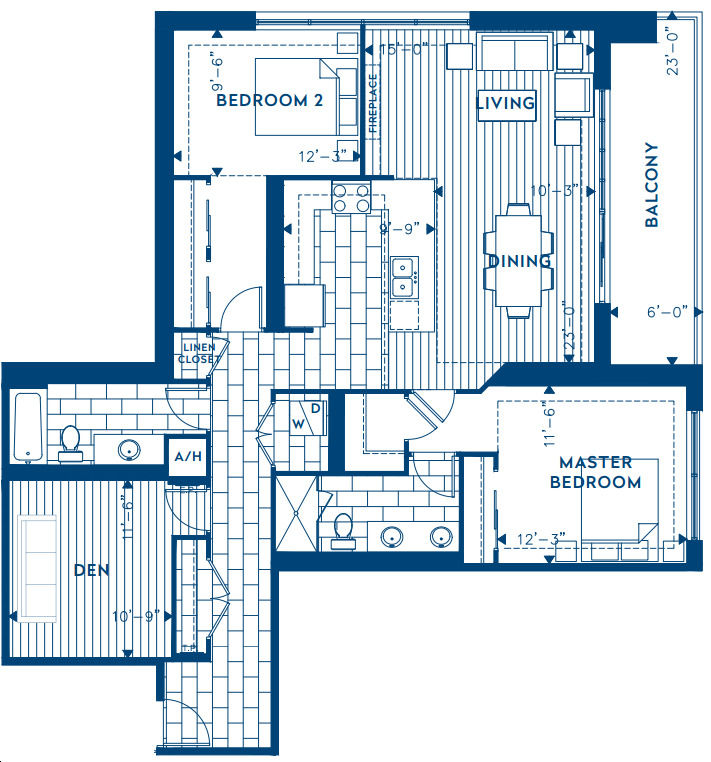 Azure Condominiums by Tricar Brookdale 2M Floorplan 2 bed