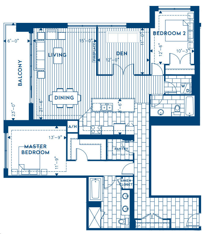Azure Condominiums by Tricar Diamond 2K Floorplan 2 bed