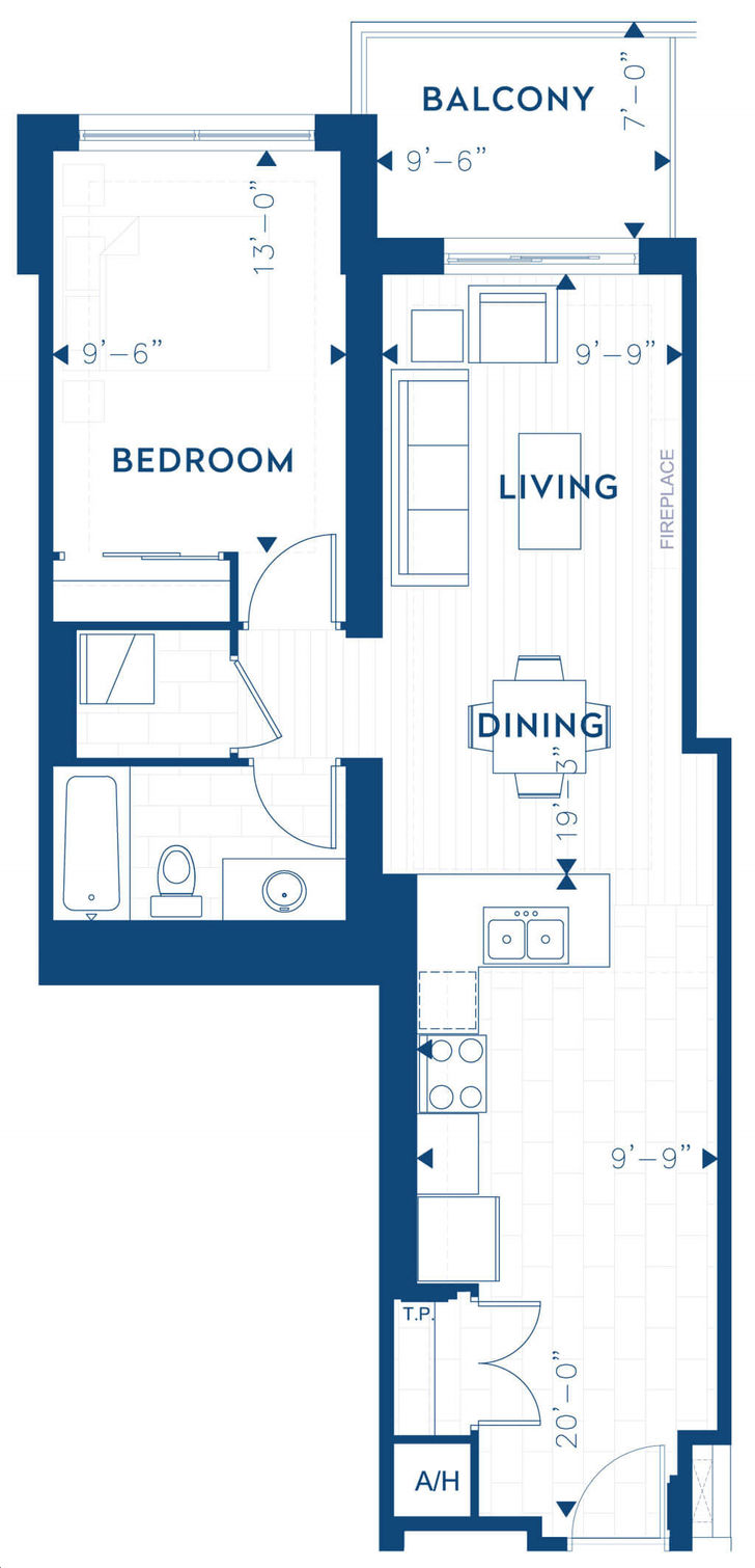 Azure Condominiums By Tricar Midtown 1b Floorplan 1 Bed And 1 Bath