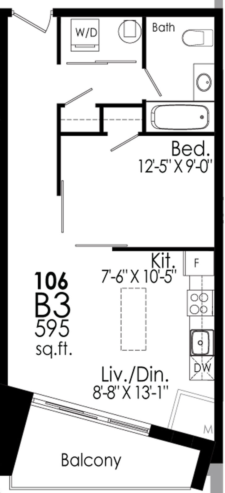 B-Line Condos By Royal-Park |Suite B3 Floorplan 1 Bed & 1 Bath