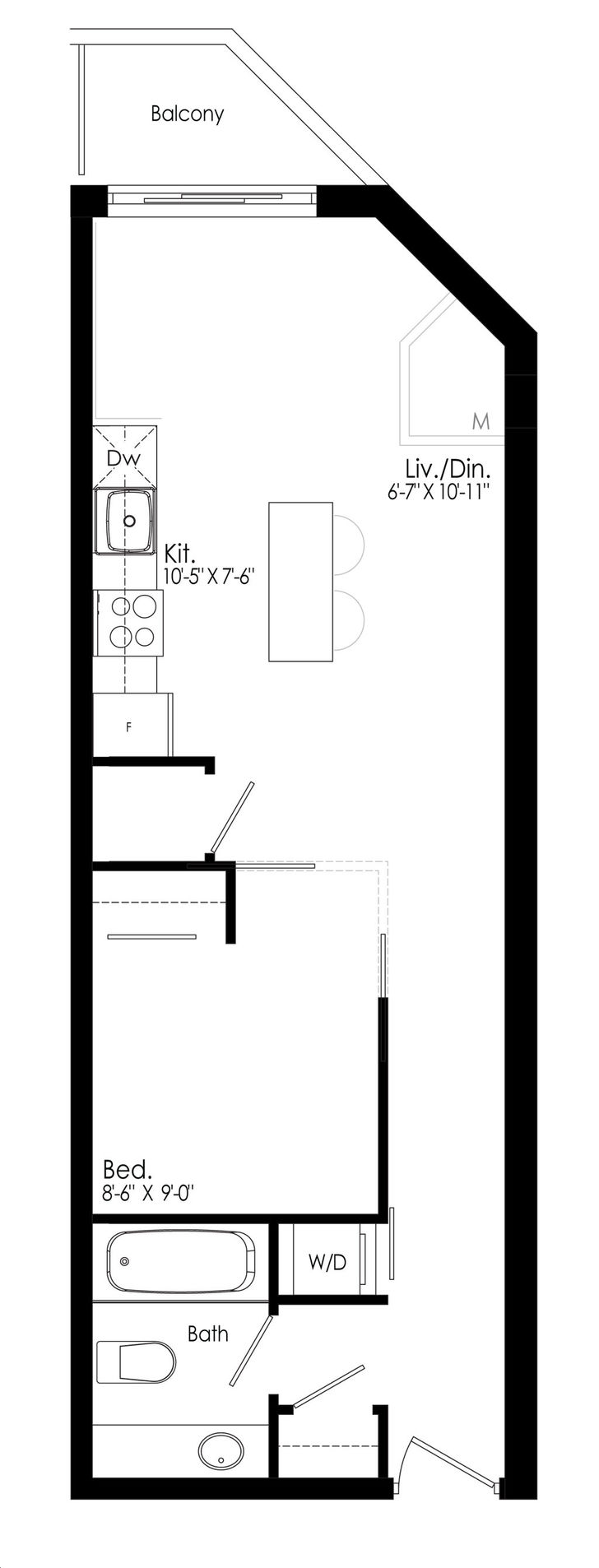 BLine Condos by RoyalPark Suite B8 Floorplan 1 bed & 1 bath
