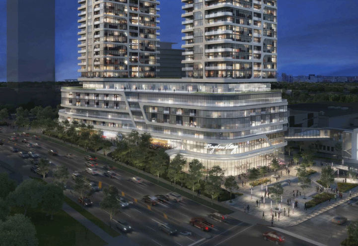 Looking to the Podium and Street View of Bayview Village Condos