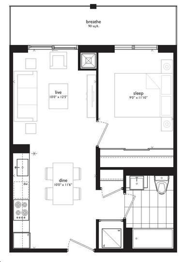 Beacon Condos by Sorbara |Celestial Floorplan 1 bed & 1 bath