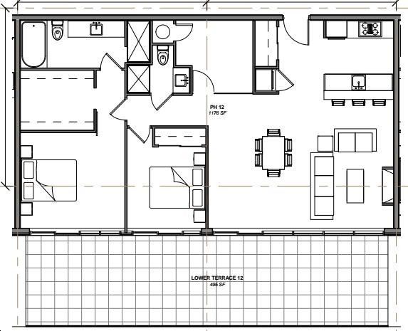 Beech House Condos By Mitchell Loft PH 12 14 Floorplan 2 Bed 2 Bath