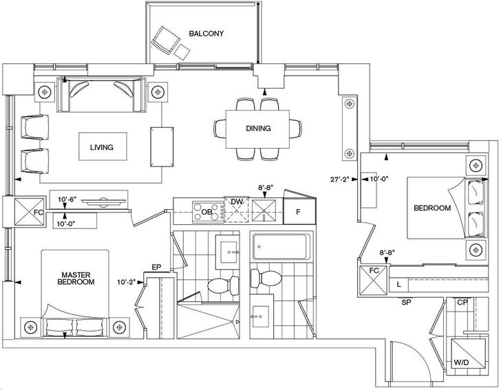 Bianca Condos by Tridel 2AB Floorplan 2 bed & 2 bath