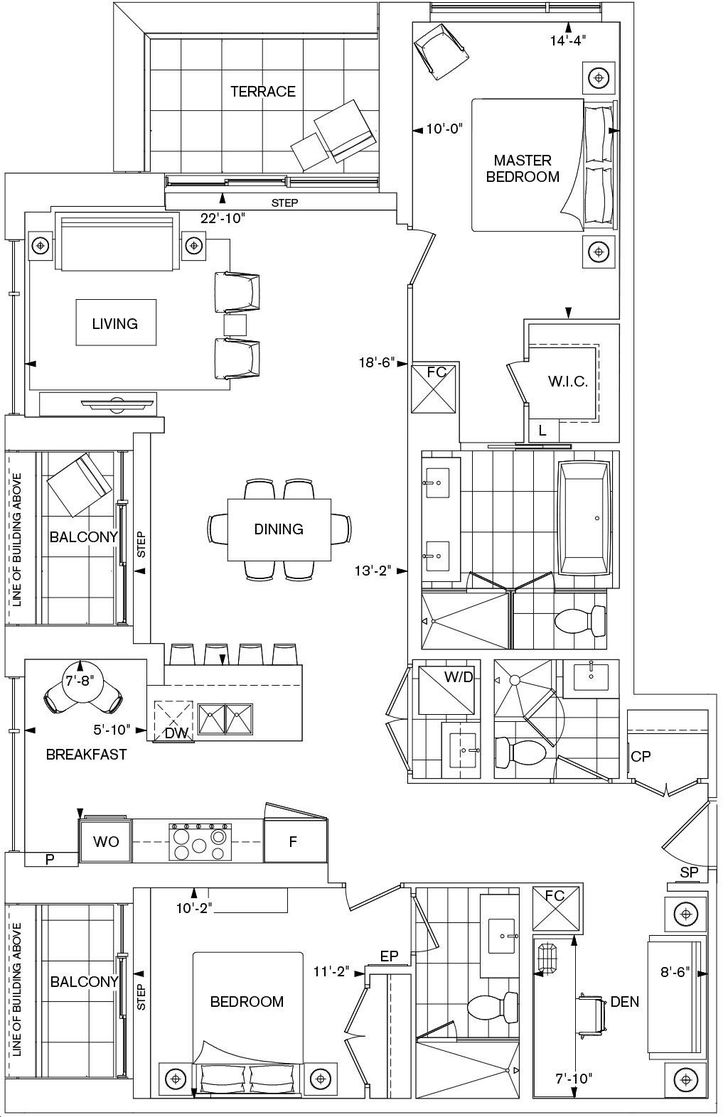 Bianca Condos by Tridel 2BB+DT Floorplan 2 bed & 3 bath