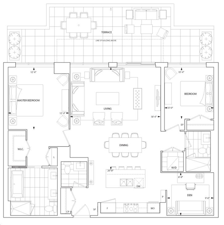 Bianca Condos by Tridel 2BP+DT Floorplan 2 bed & 2.5 bath