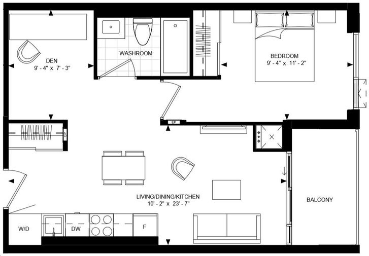 Bijou On Bloor Condos by Plaza |1D1-D Floorplan 1 bed & 1 bath