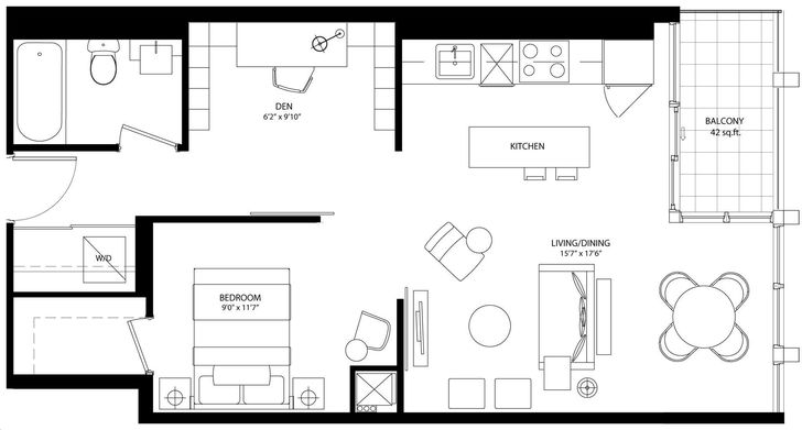 Bisha Hotel and Residences by Lifetime |chantal Floorplan 1 bed & 1 bath