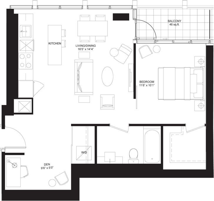 Bisha Hotel and Residences by Lifetime |sophia Floorplan 1 bed & 1 bath