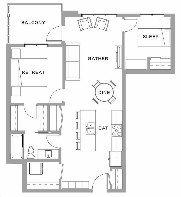 Blatchford Condos by Crimson-Cove-Homes |Plan D Floorplan 2 bed & 1 bath