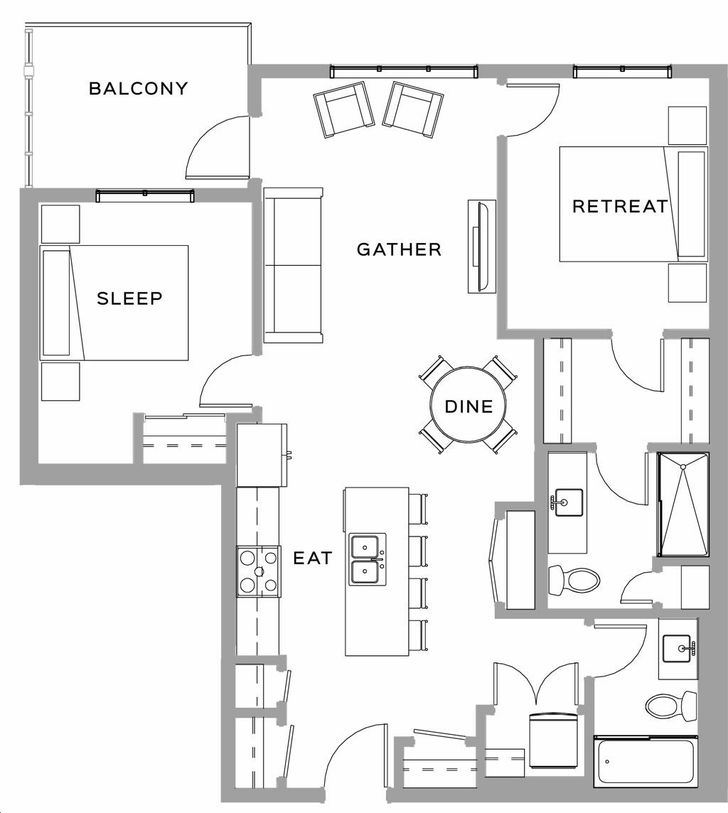 Blatchford Condos by Crimson-Cove-Homes |Plan F Floorplan 2 bed & 2 bath