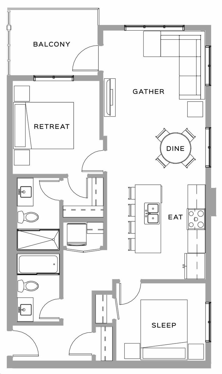 Blatchford Condos by Crimson-Cove-Homes |Plan I Floorplan 2 bed & 2 bath