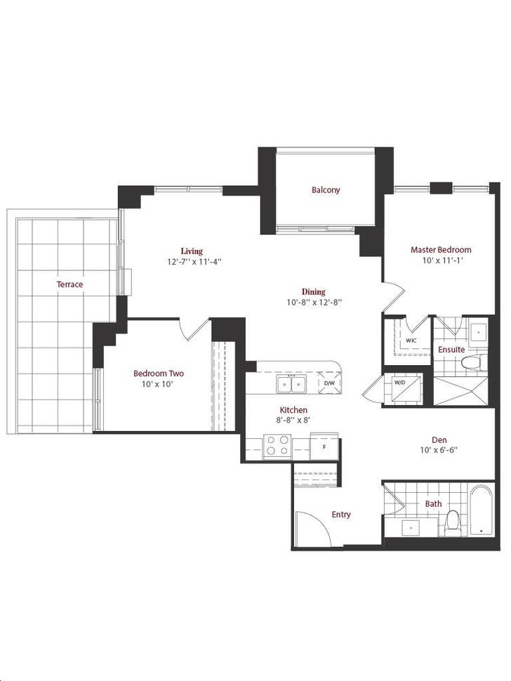 Block Nine Condos North Tower by Amacon |LPH 3&4 Floorplan 2 bed & 2 bath