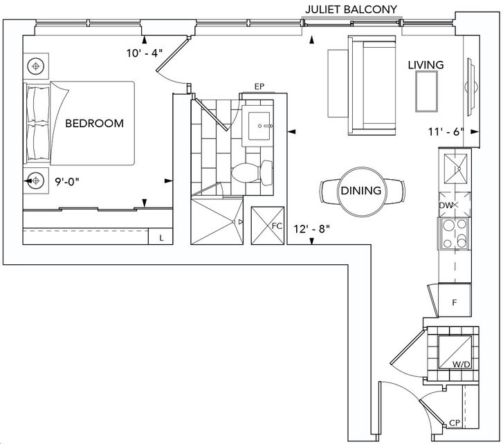 Bloor Promenade by Tridel |1A Floorplan 1 bed & 1 bath