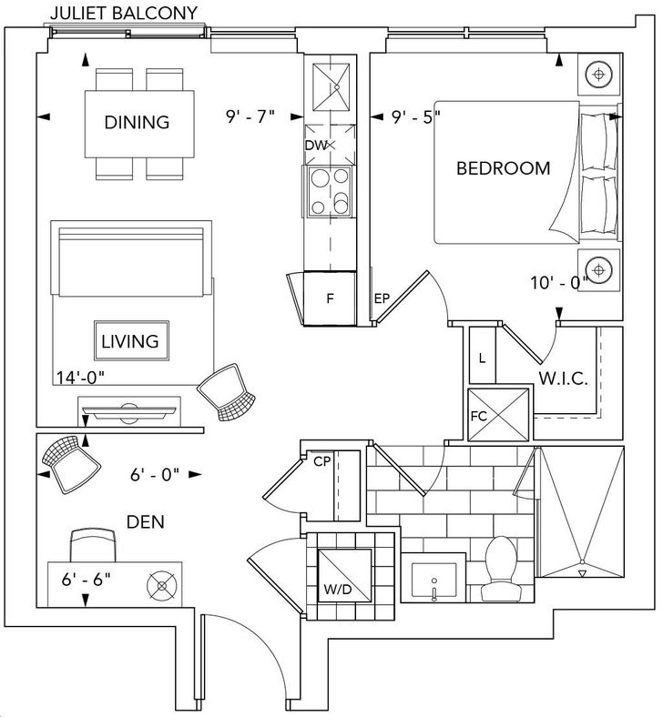 Bloor Promenade by Tridel |1D+D Floorplan 1 bed & 1 bath